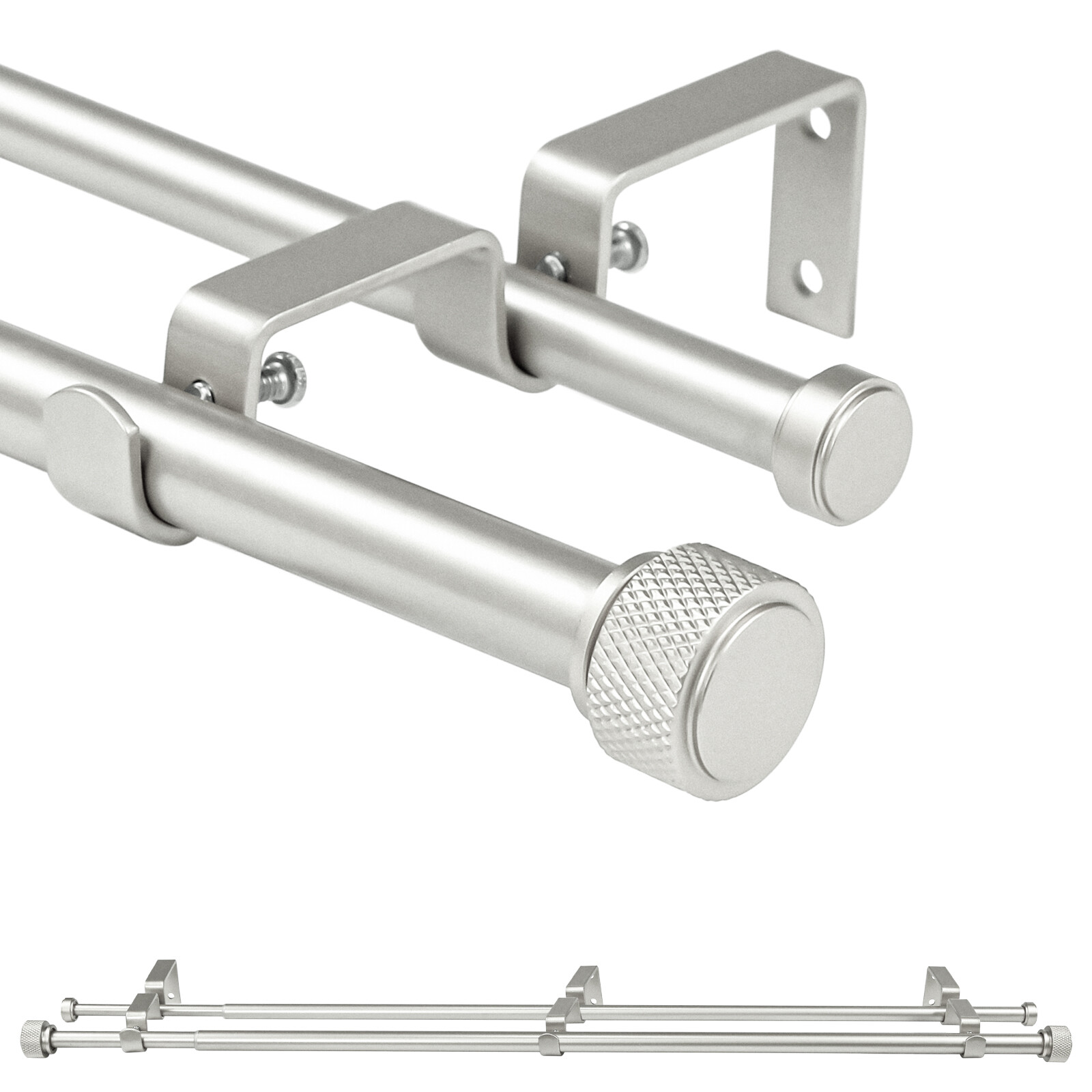 5/8″ Diameter Adjustable Double Drapery Curtain Rod w/ Maniglia Finial