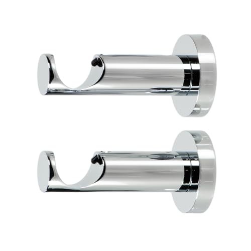 Ceiling or Wall Mount Curtain Rod Brackets Holders for Curtain Rods of Chrome
