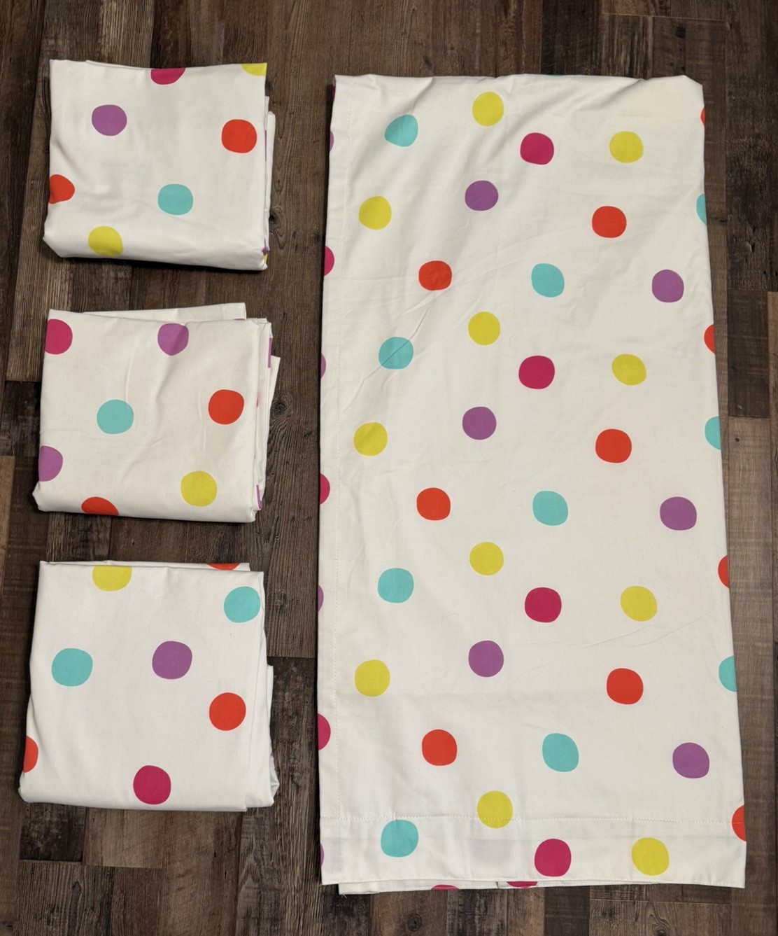 Pillowfort Blackout Curtain Panels White w/ Colorful Polka Dots 42×84– Set of 4