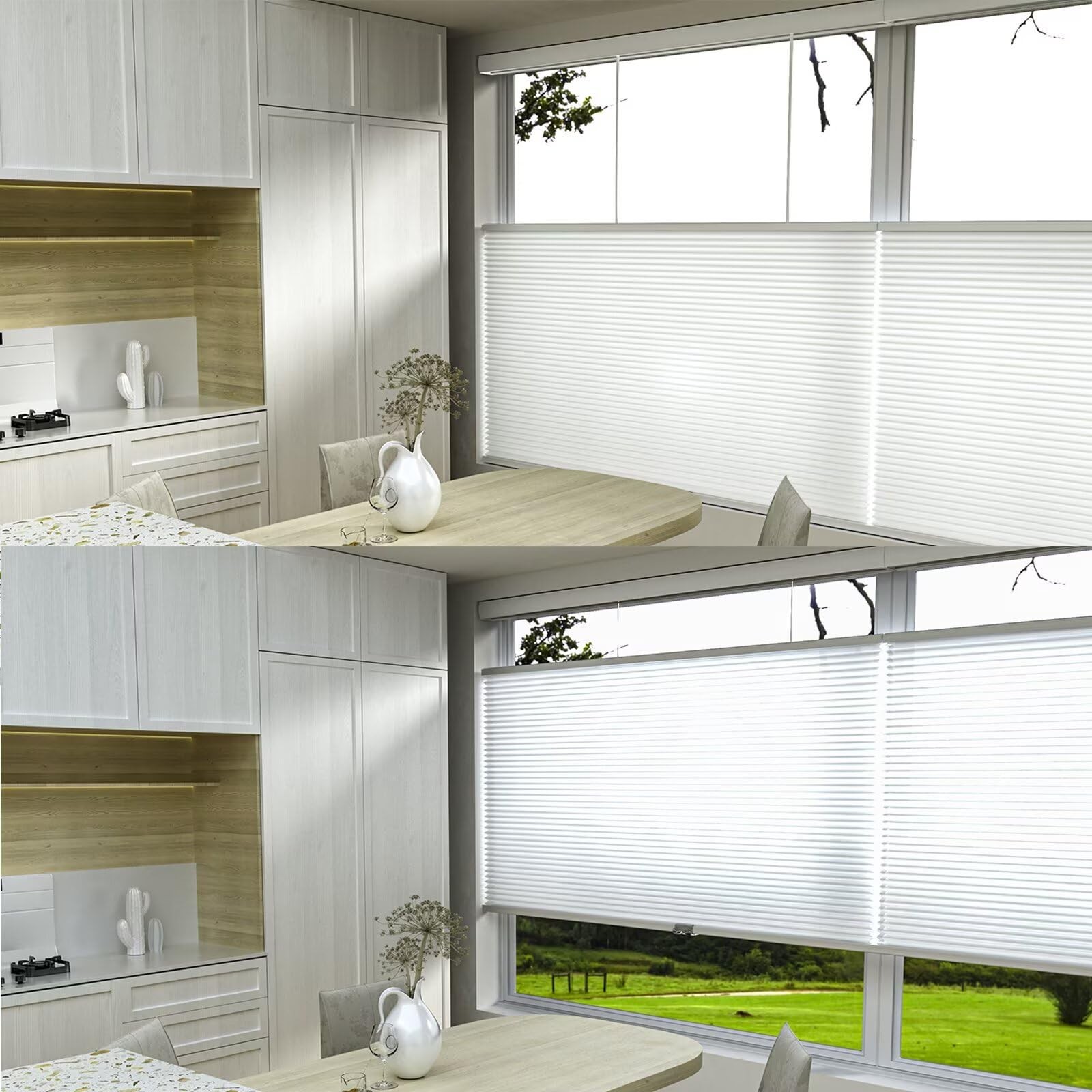 MYshade Top Down Bottom Up（TDBU） Cellular 28″W x 72″H, White-light Filtering