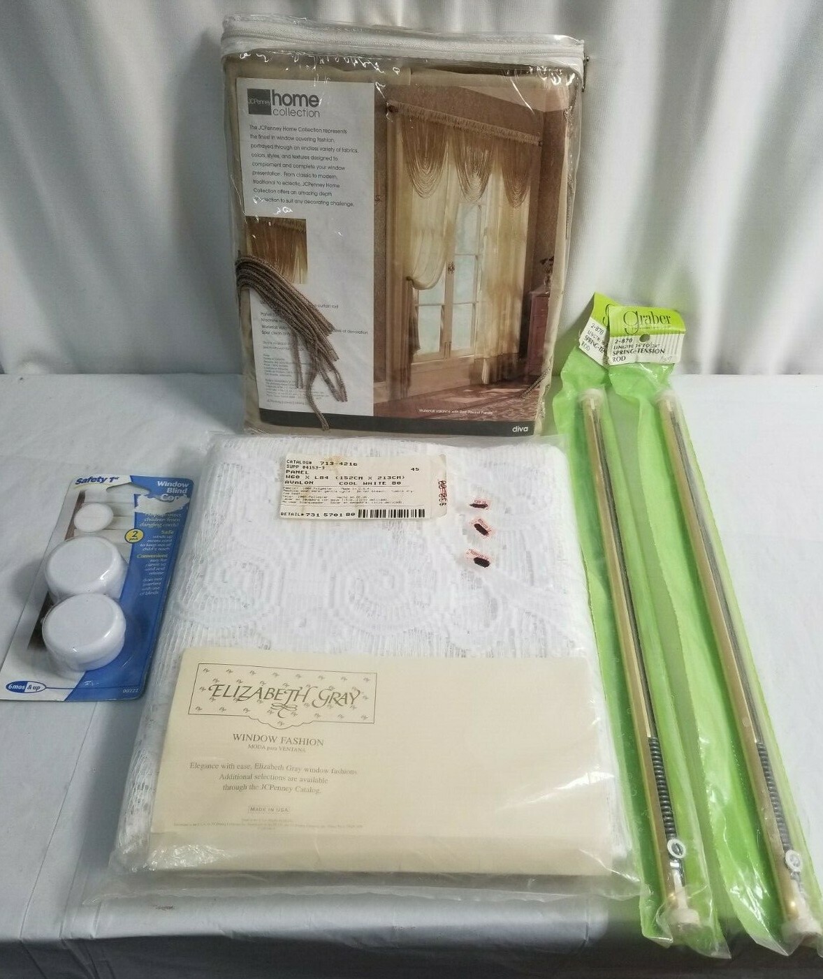 NIP Vintage WINDOW DRESSINGS Junk Drawer Lot FASHIONS, VALANCE, RODS jd#13