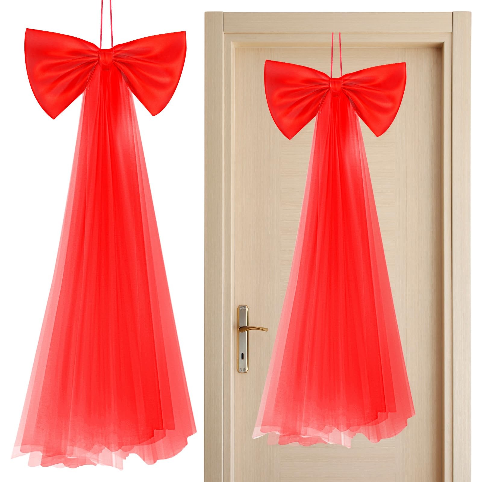 1 PCS Red Large Bow Party Decorations 13.4×28.7 Inch Giant Ribbon Wall Decor