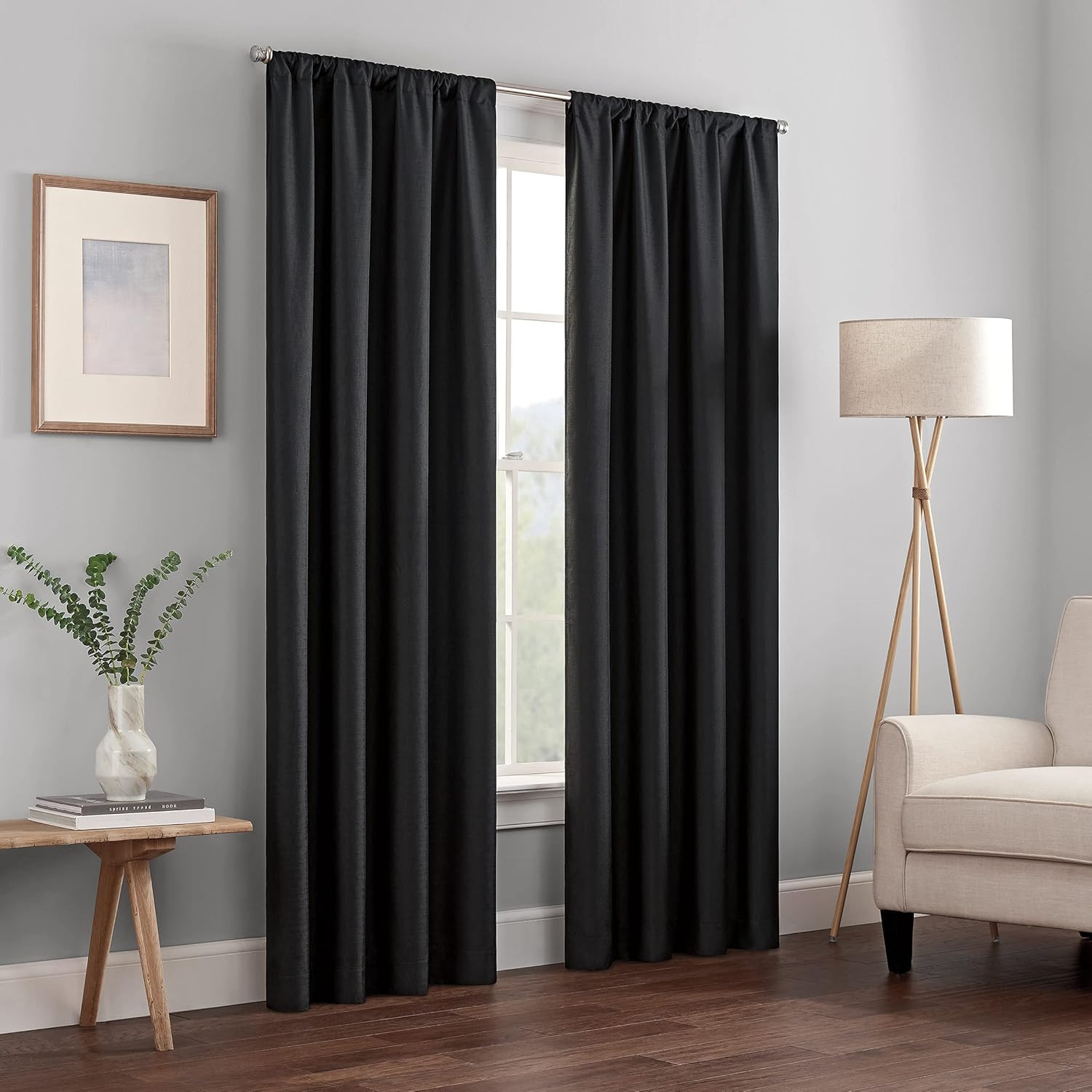 Kendall Modern Blackout Thermal Rod Pocket Window Curtain for Bedroom or Living
