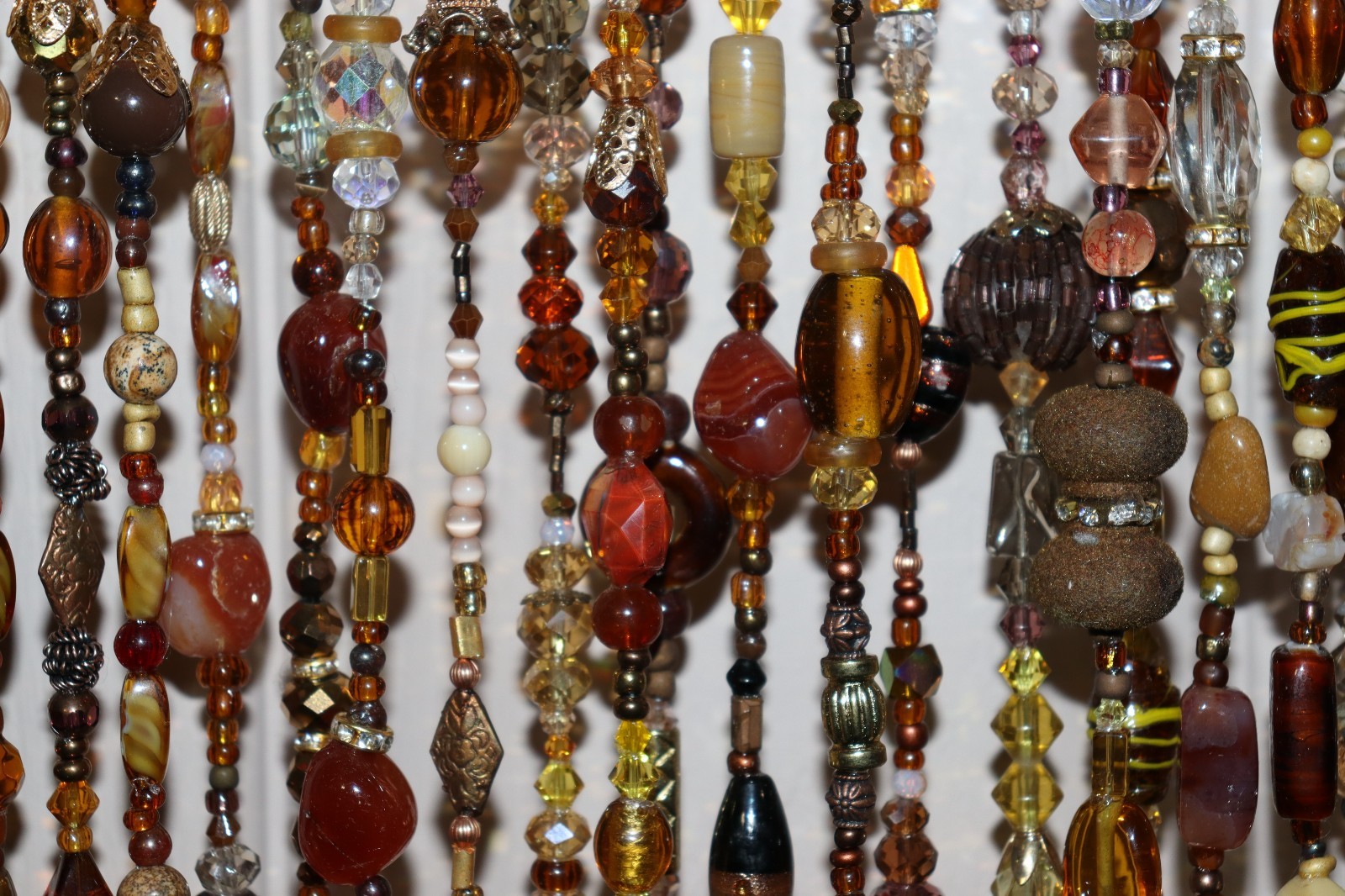 Beaded Curtain Glass and Copper Topaz Colors 50 Strands 35 Inches