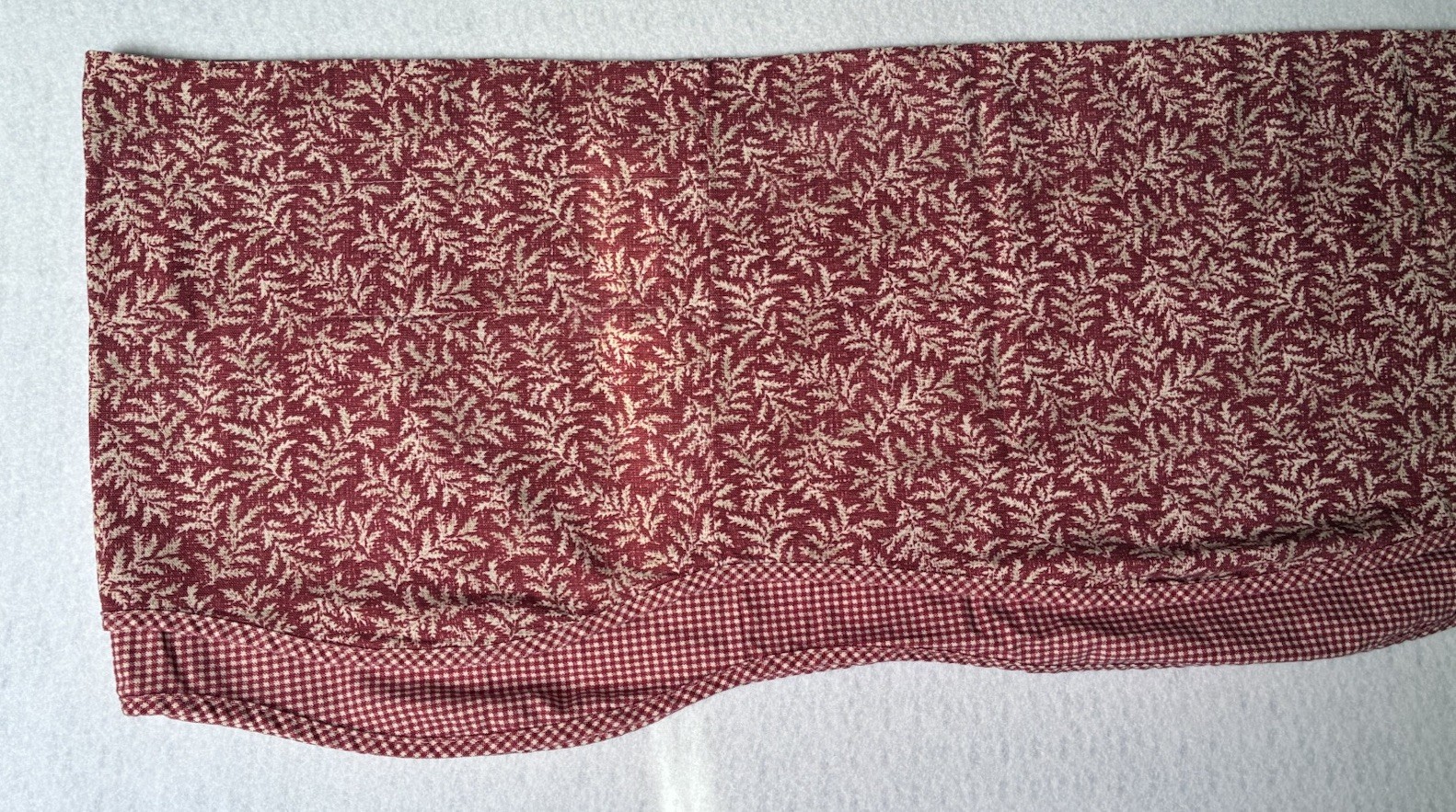 4 WAVERLY Fernwood Red Toile Fern Gingham Scalloped Valance Curtain 76 X 16