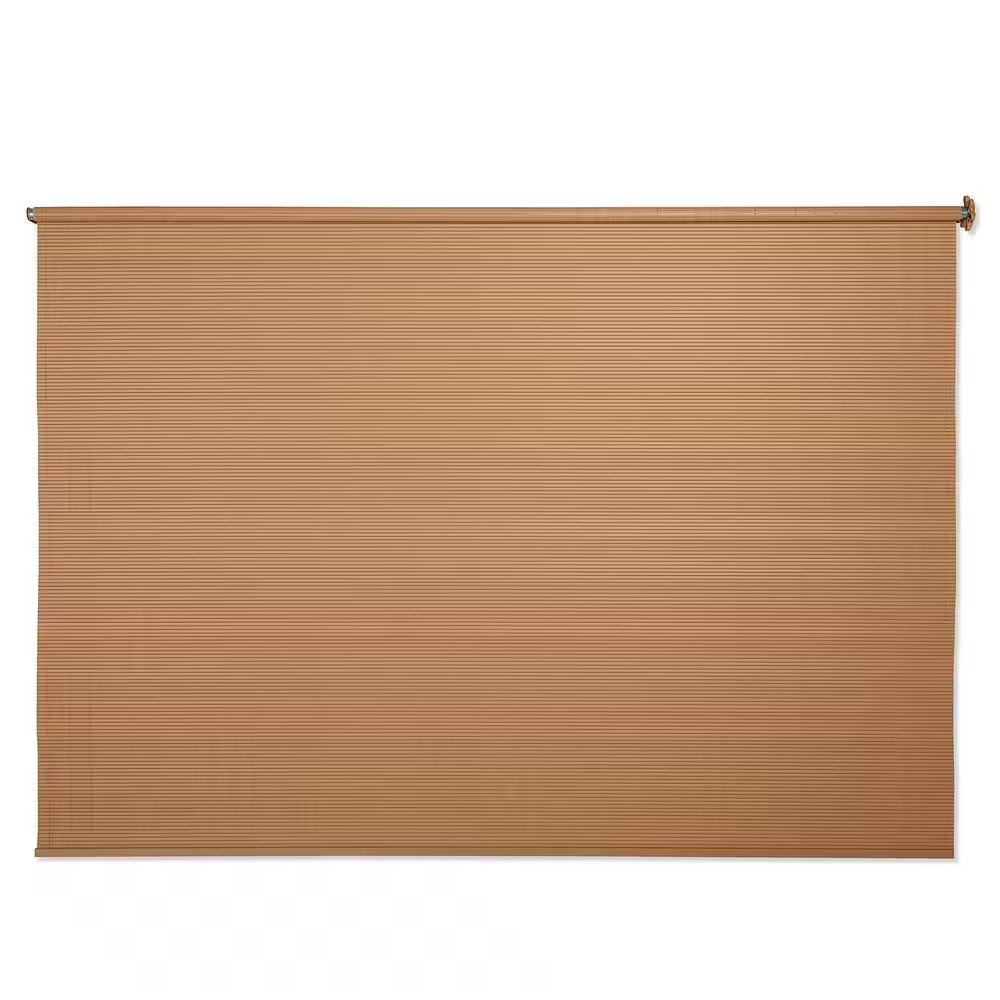 Tan Wheel-Operated Light Filtering PVC Exterior Shade 96 In. W X 72 In. L