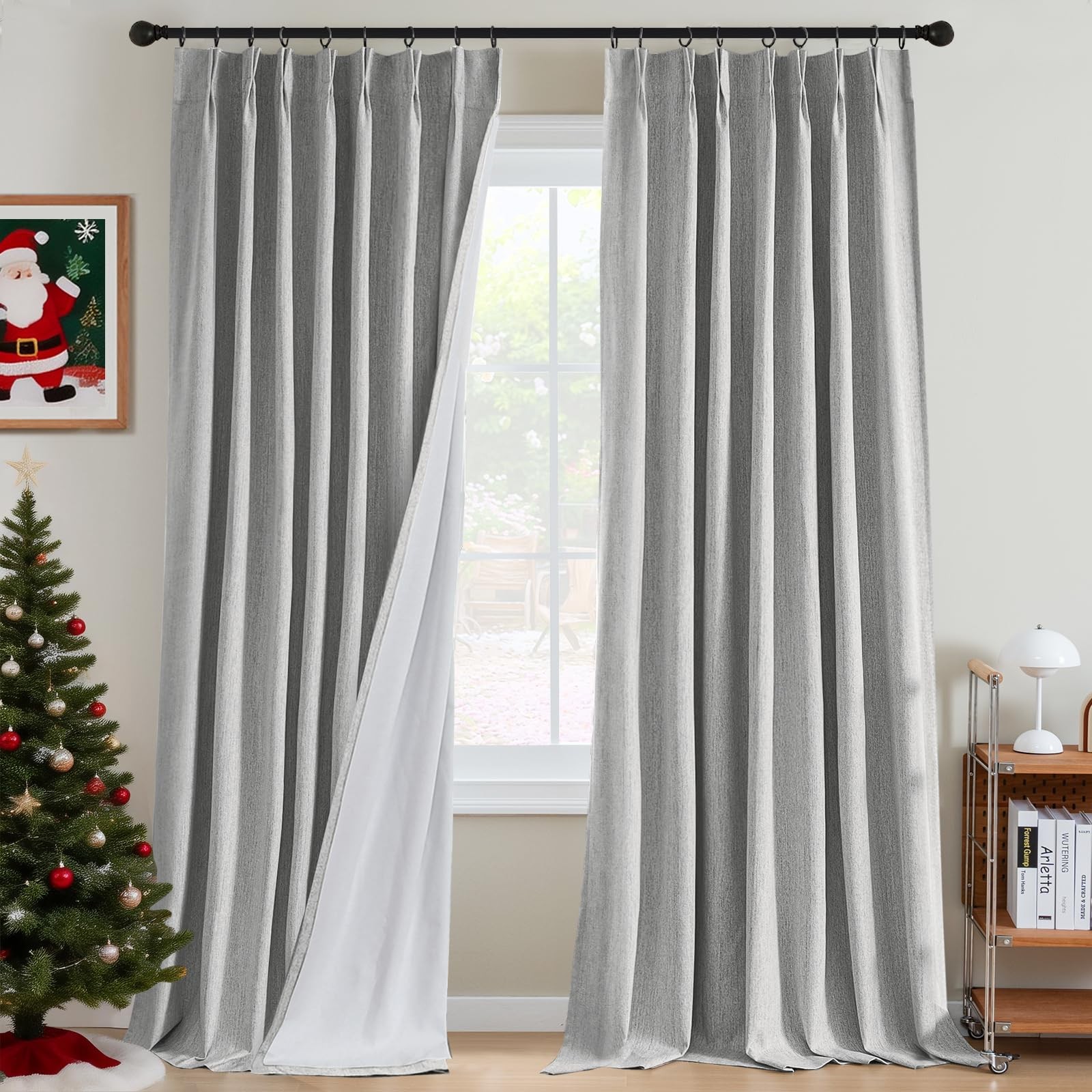 H.Versailtex Pinch Pleated Full Blackout Curtains Linen Blended Chenille