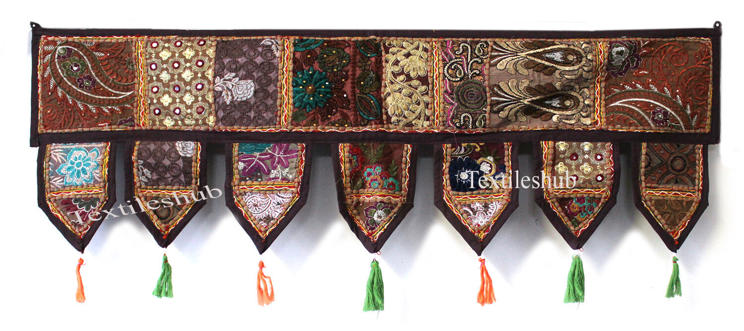 Indian Vintage Patchwork Embroidery Toran Door Valance Wall Hanging Home Decor