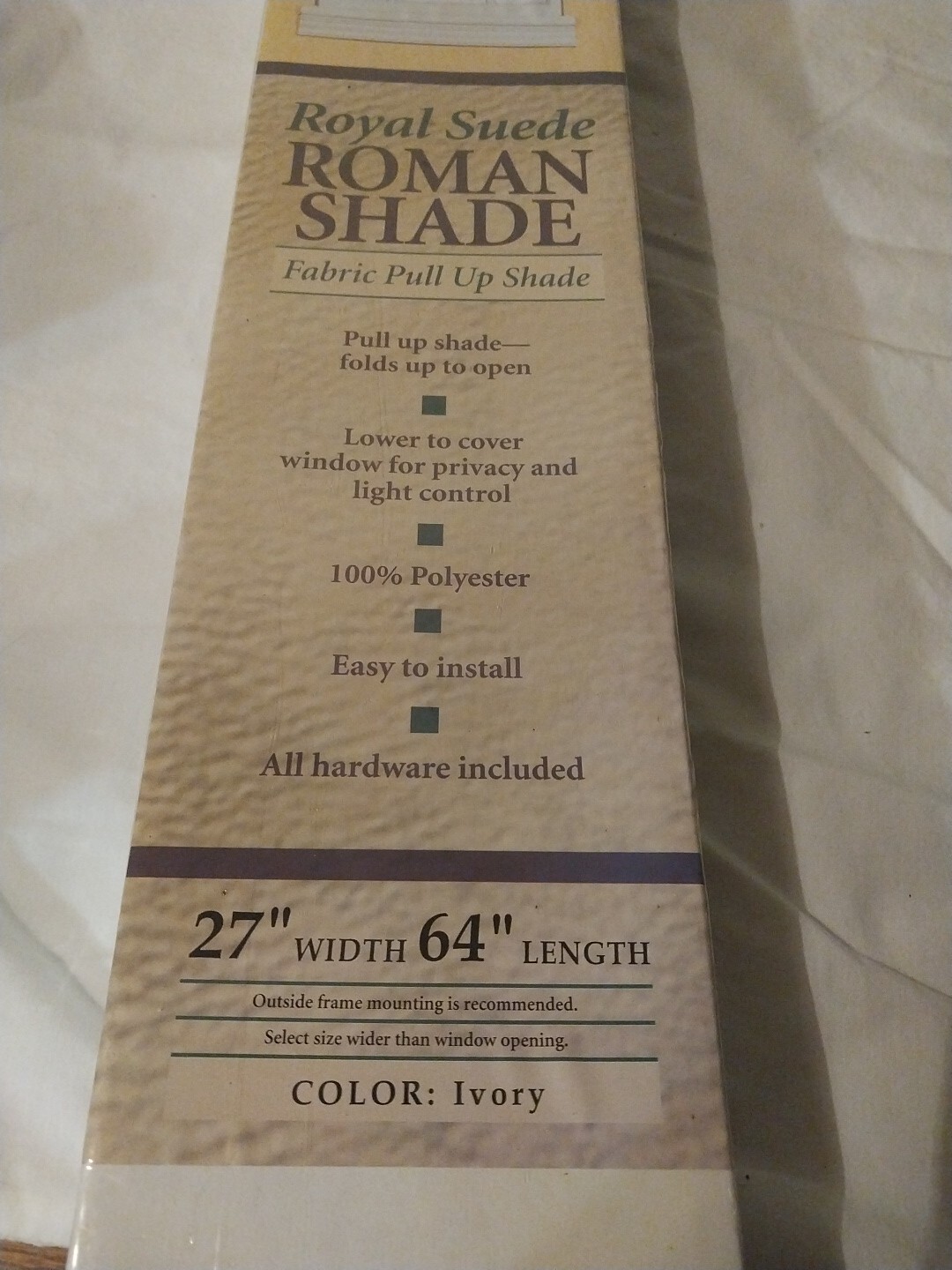 Home basics Roman Shade 27 In W X 64 In Long Light ivory new