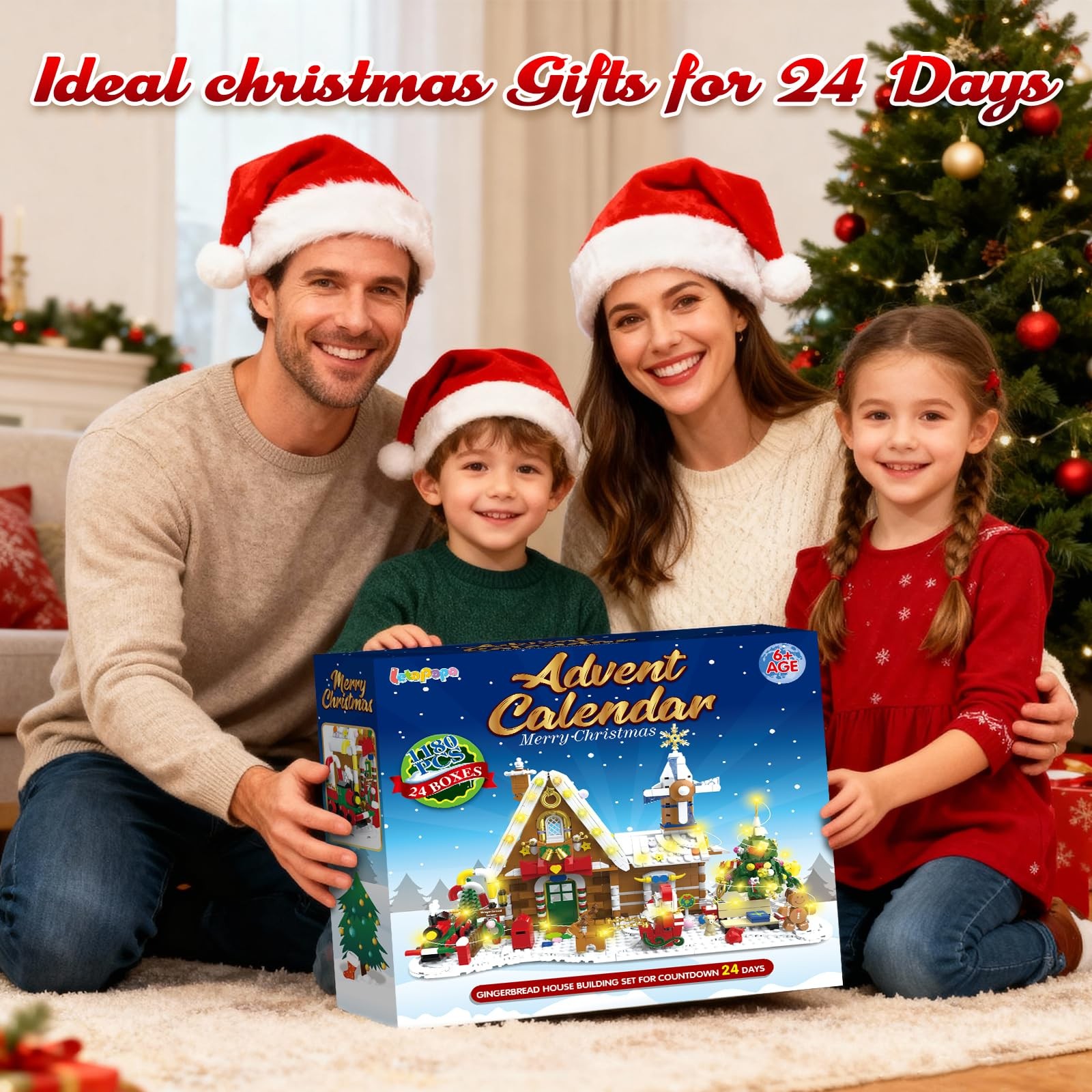Advent Calendar 2025, Gingerbread House Building Set with Lights, 24 Days Chr…