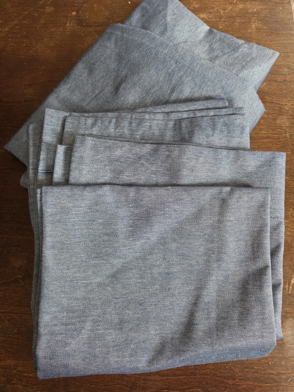 2 Your Zone Chambray Blue Light Filtering Panel 38×84 Rod Pocket Poly/Cotton