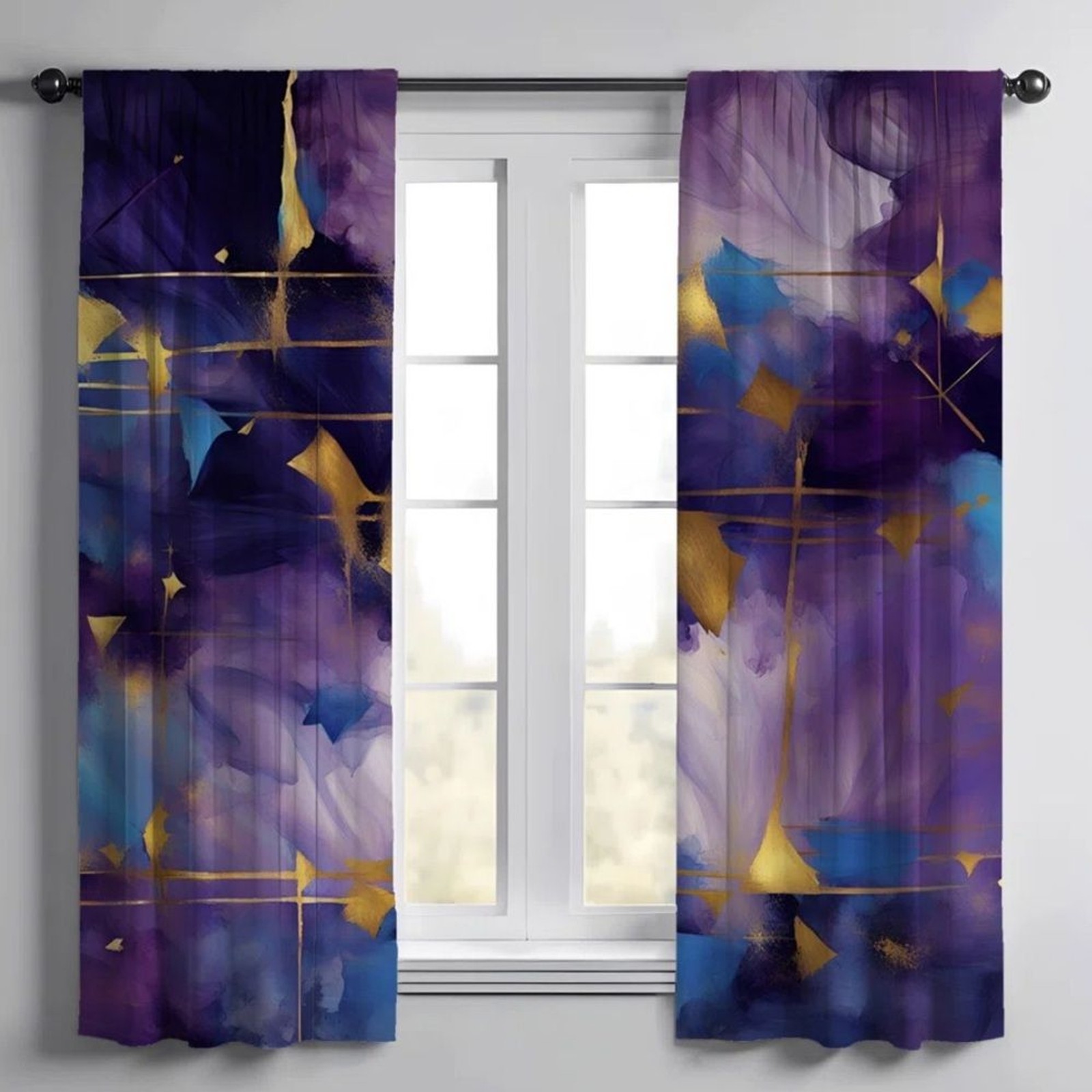 East Urban Home Samerra Abstract Curtains 2 Panels 40×62” Unlined Midnight Sky