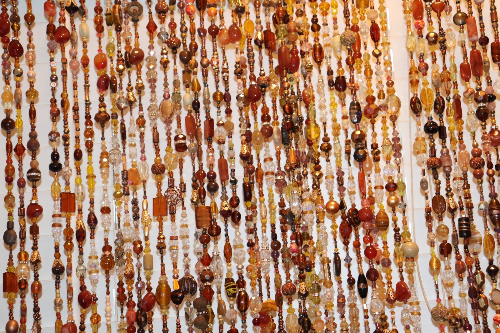 Beaded Curtain Glass and Copper Topaz Colors 50 Strands 35 Inches