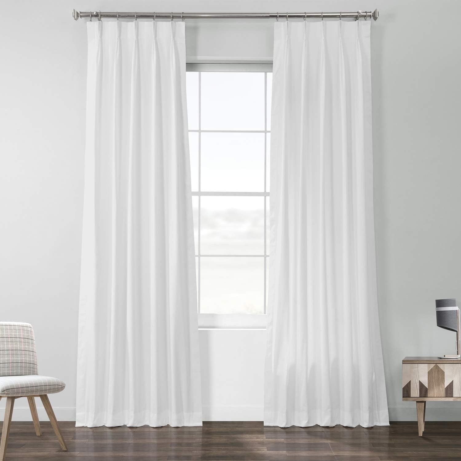 Solid Cotton Pleated Sheer Curtains Living Room 25 X 84 1 Panel PRCT-S19B-84-FP