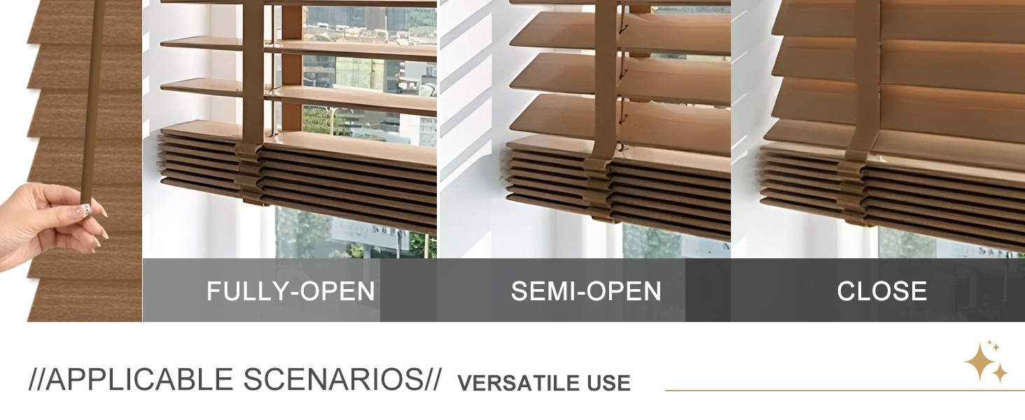 2″ Cordless Solid Wood Blinds for Indoor Window,52.5″ W x 60″ H Real Wooden