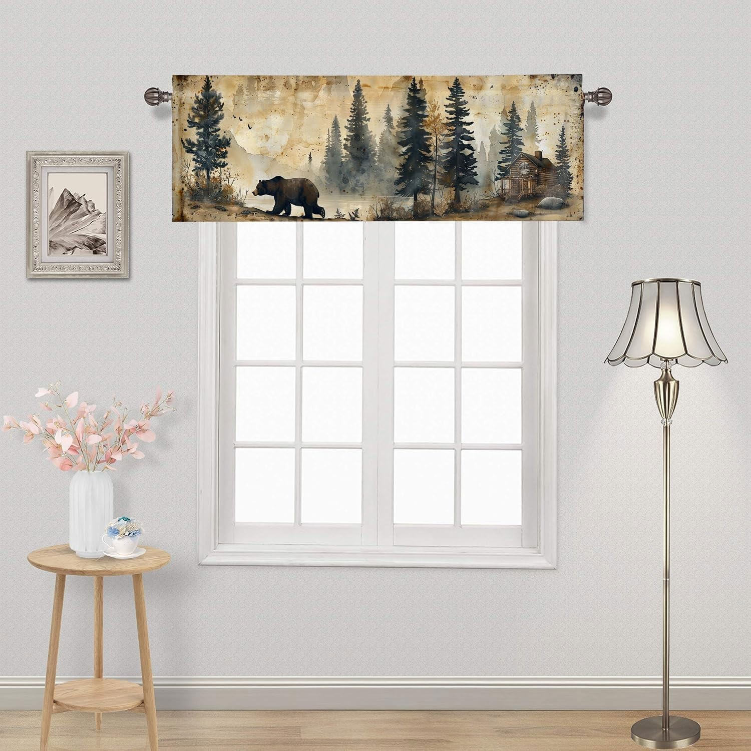 Rustic Cabin Bear Valance Curtains for Windows Farm Wildlife Vintage Camping …