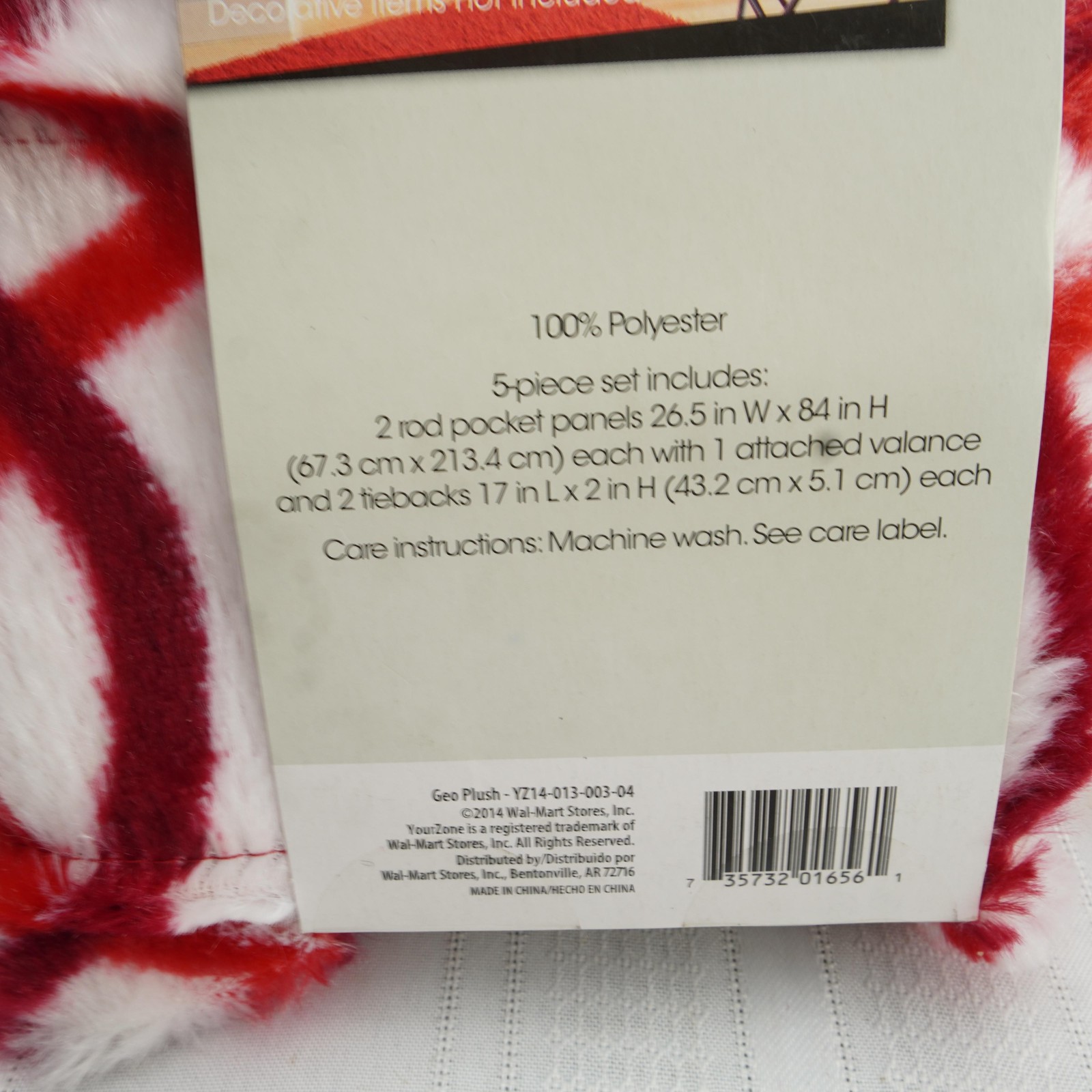 Your Zone 84-Inch Plush Circles Window Set 5 Piece Red Curtains Valance Tiebacks