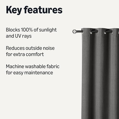 AMAZON BASICS 100% BLACKOUT CURTAINS GROMMETS 52 X 96 INCHES 2 PANELS – BLACK