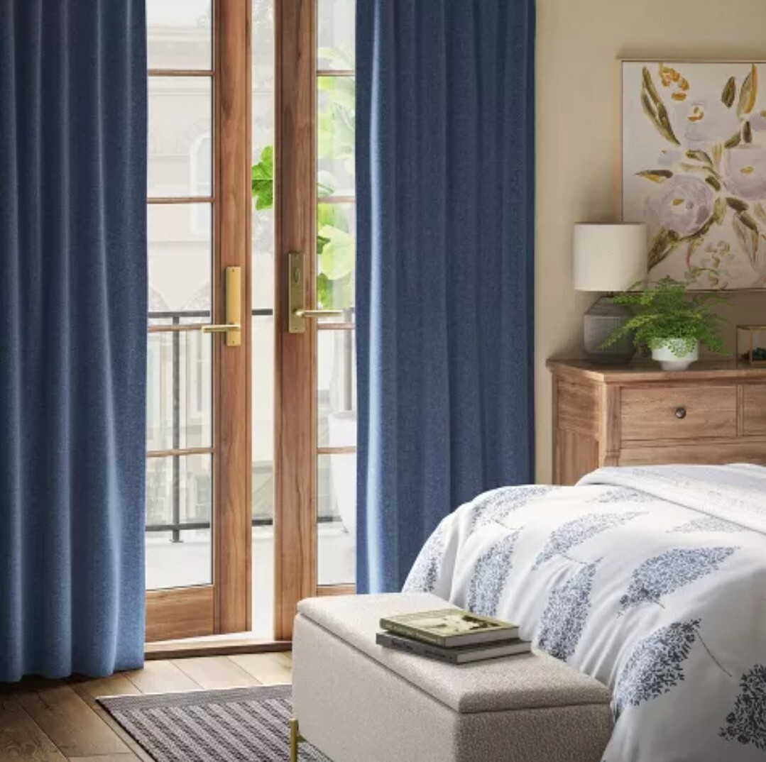 1 Aruba Window Curtain Panel Blue Denim Blackout – 50″x84″ – Threshold