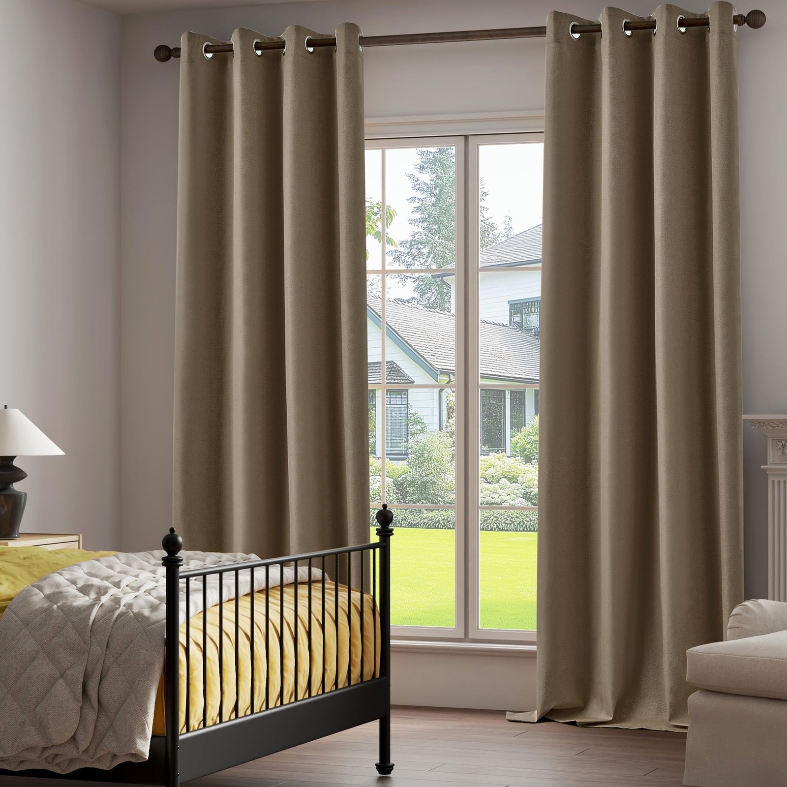 Oyring Light Weight Curtains 100 Blackout Linen Textured Curtains 96 Inch