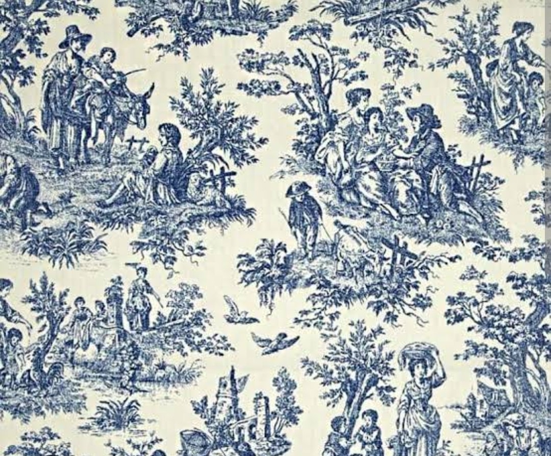 Waverly CHARMED LIFE Curtain Panel Cottagecore French TOILE Blue