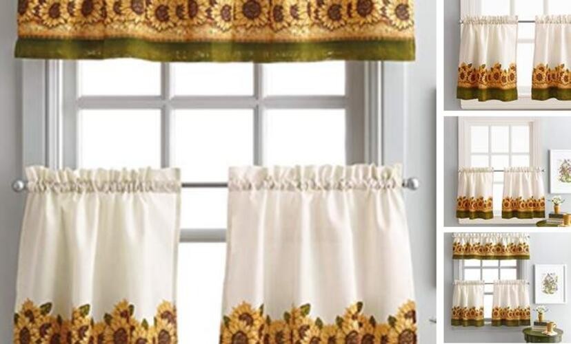 Curtainworks Sunflower Garden Window Kitchen 28″W x 36″L (Pack of 3) Yellow