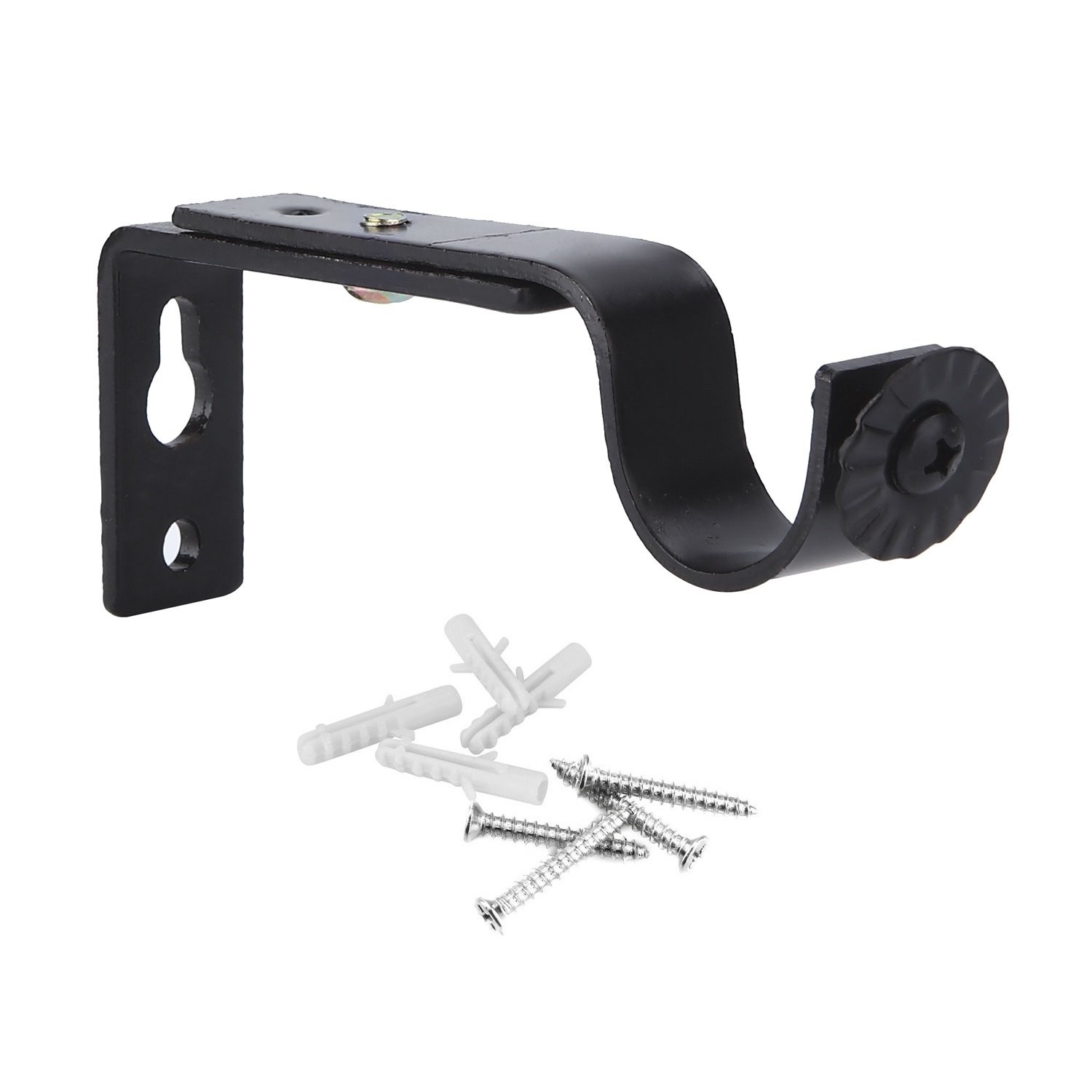 8 PCS Black Curtain Rod Brackets Hardware Holders Set 3/4 To 5/8 Inch