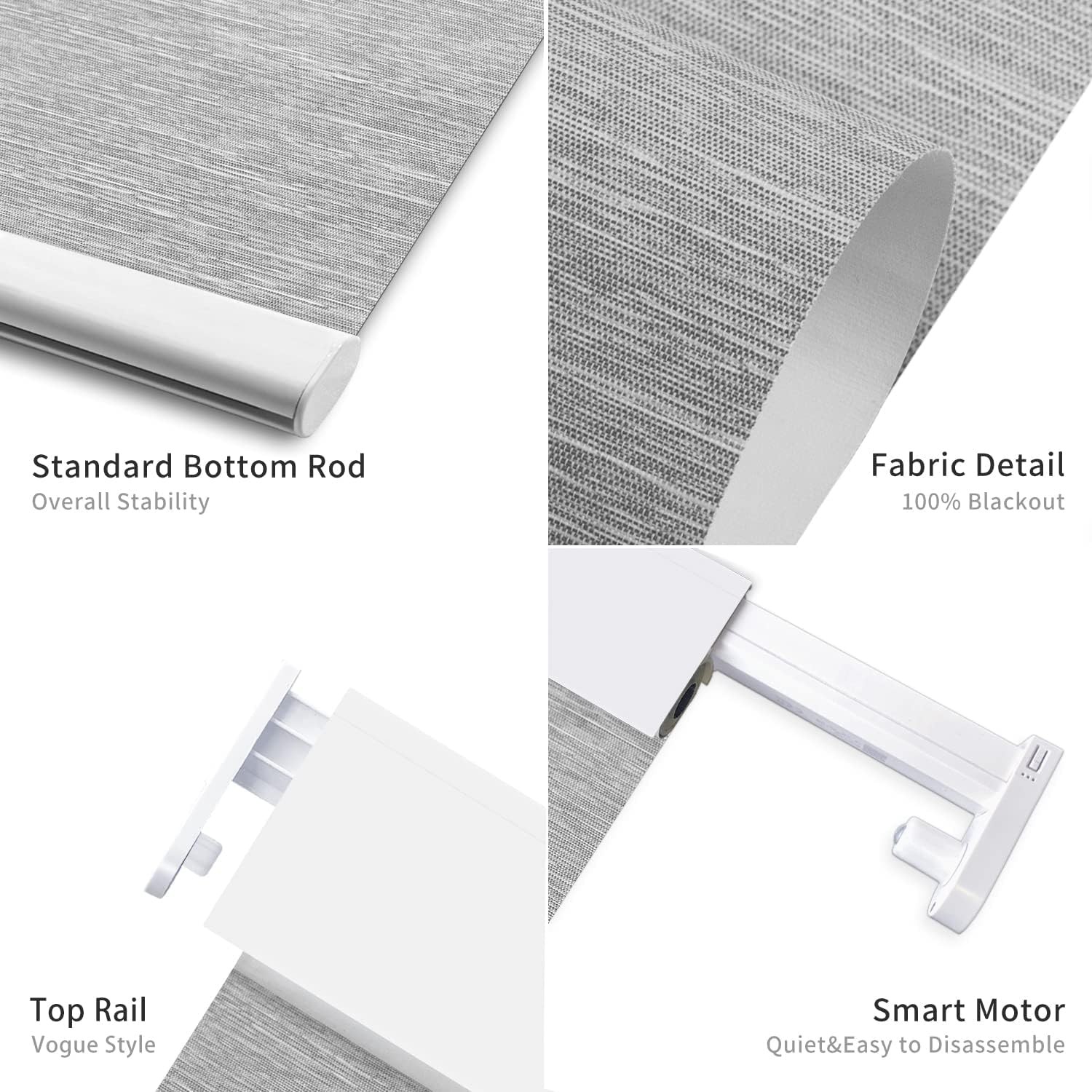 Motorized Blinds with Remote Control, Blackout Roller Shades, Custom Smart