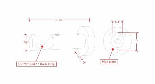 Ceiling or Wall Mount Curtain Rod Brackets Holders for Curtain Rods of Pewter