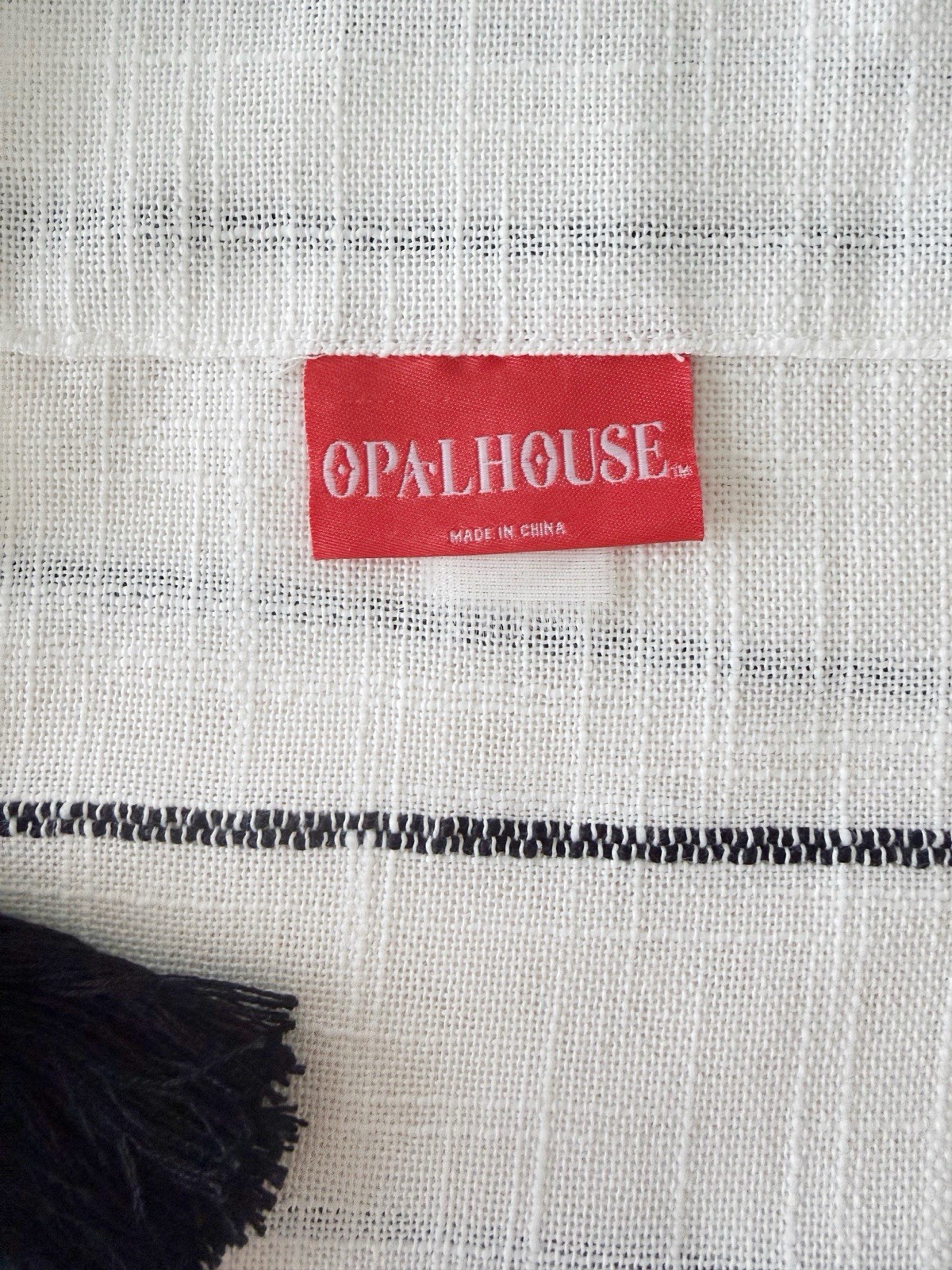 OPALHOUSE Tassel Curtain Drapes Black White Stripe : 24″H 42″W – Set Of 4 Panels