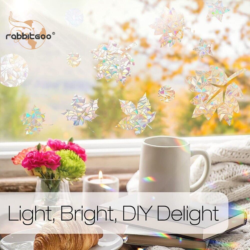 rabbitgoo 3D Privacy Window Film UV Blocking Decorative Static Cling Glass Film
