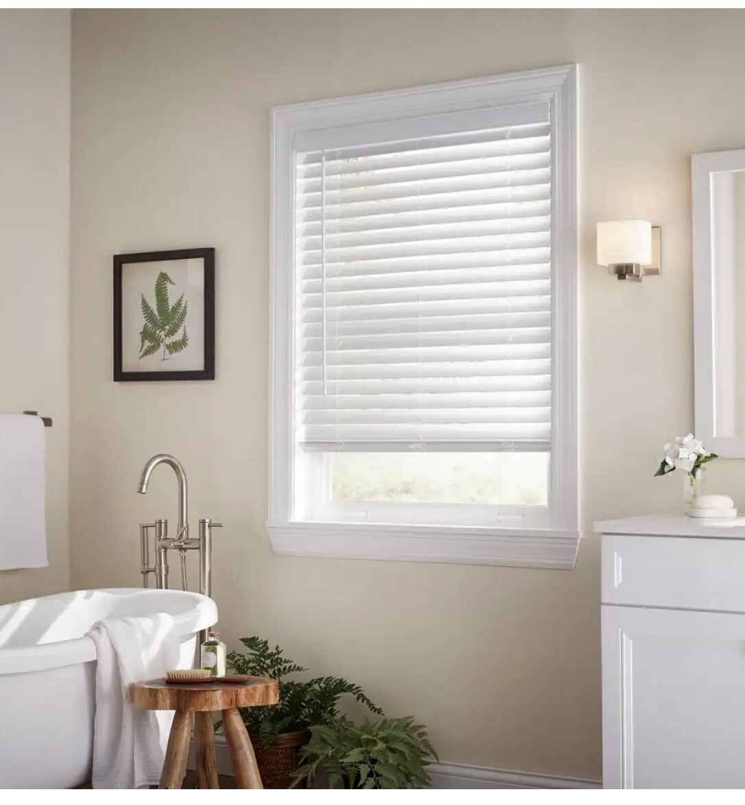 White Cordless Darkening 2 in. Faux Wood Blind Window 35.75” (35.25”) W x 36 L