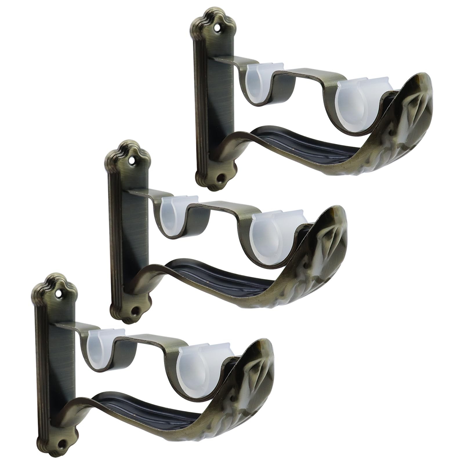 Tsnamay 3Pcs Double Curtain Rod Brackets Holders,Bronze