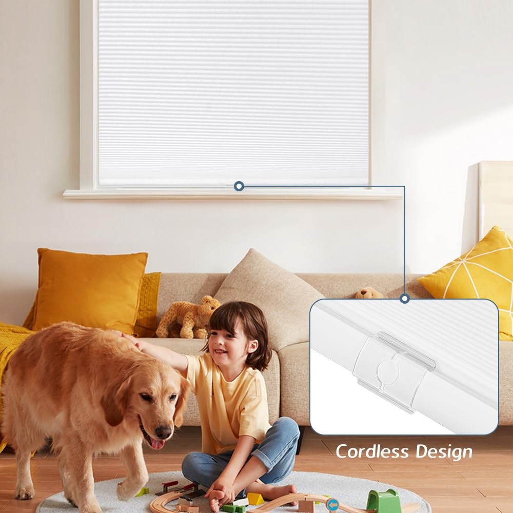 Seeye No Drill Cordless Cellular Shades Light Filtering Honeycomb Blinds For