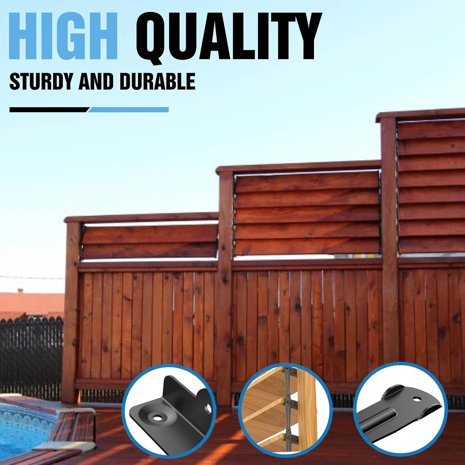 Louvers for Pergola Deck Sunblind System, Adjustable Louver Bracket Kit with 304