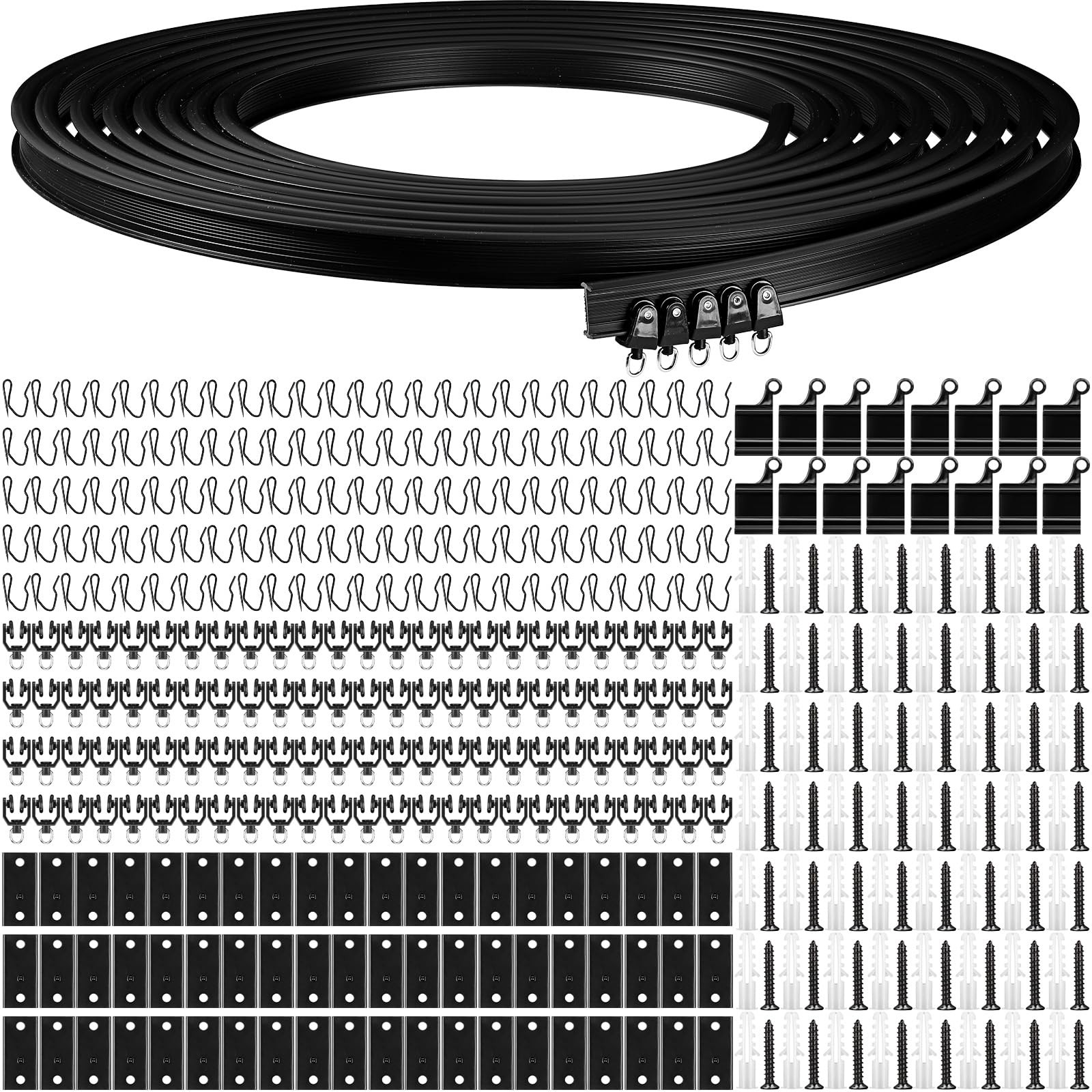Jetec Curtain Tracks Ceiling Flexible Curtain Track Bendable Rail Curved Wall