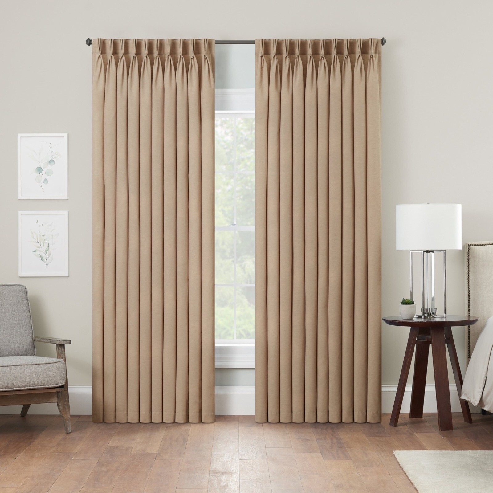 Waverly Serendipity Pinch Pleat Curtain Panel 50 X 63in Linen Color