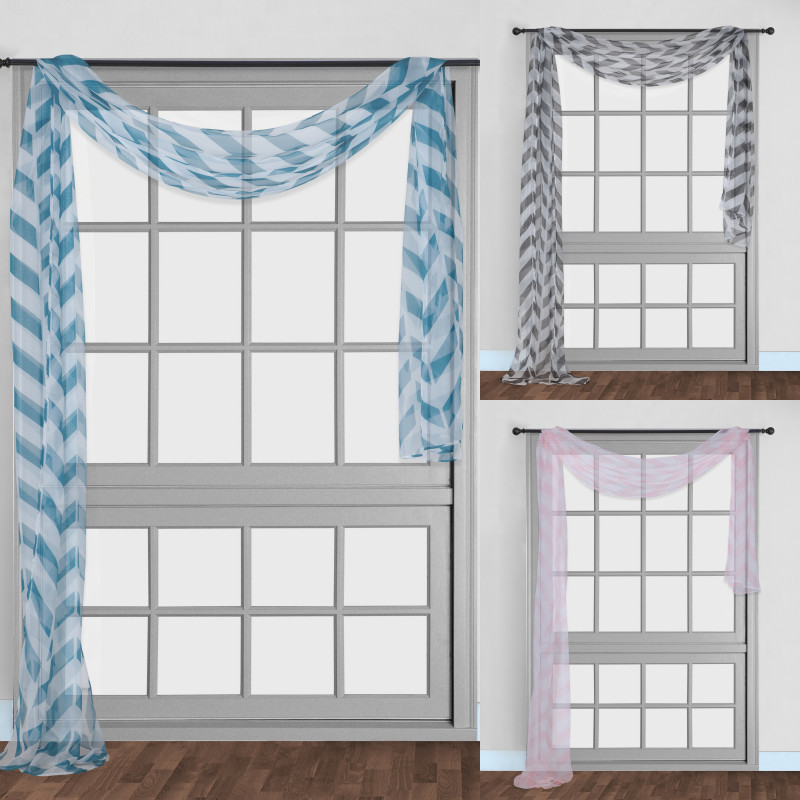 1PC CHEVRON SCARF VALANCE VOILE SHEER WINDOW DRESSING CURTAIN NEW 37″W X 216″ L