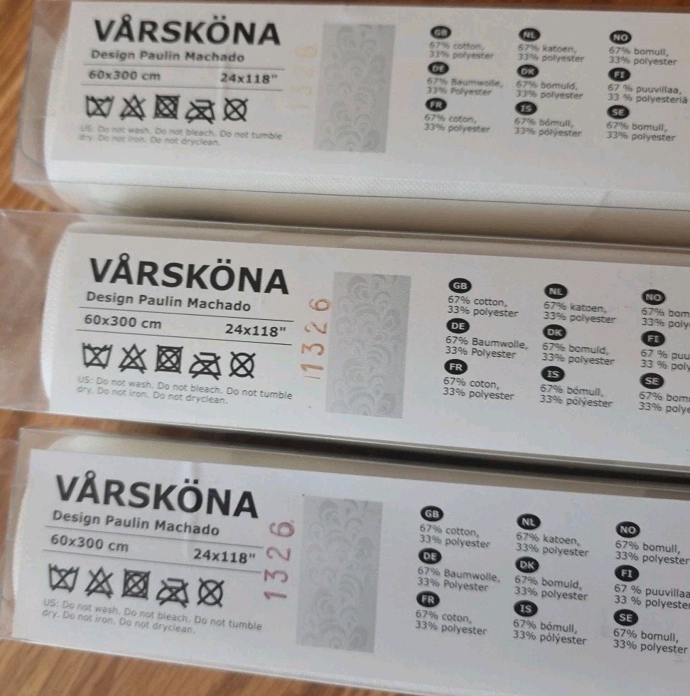3 IKEA Varskona Window Blind Sliding Panel in White 60 x 300 cm 602.592.61