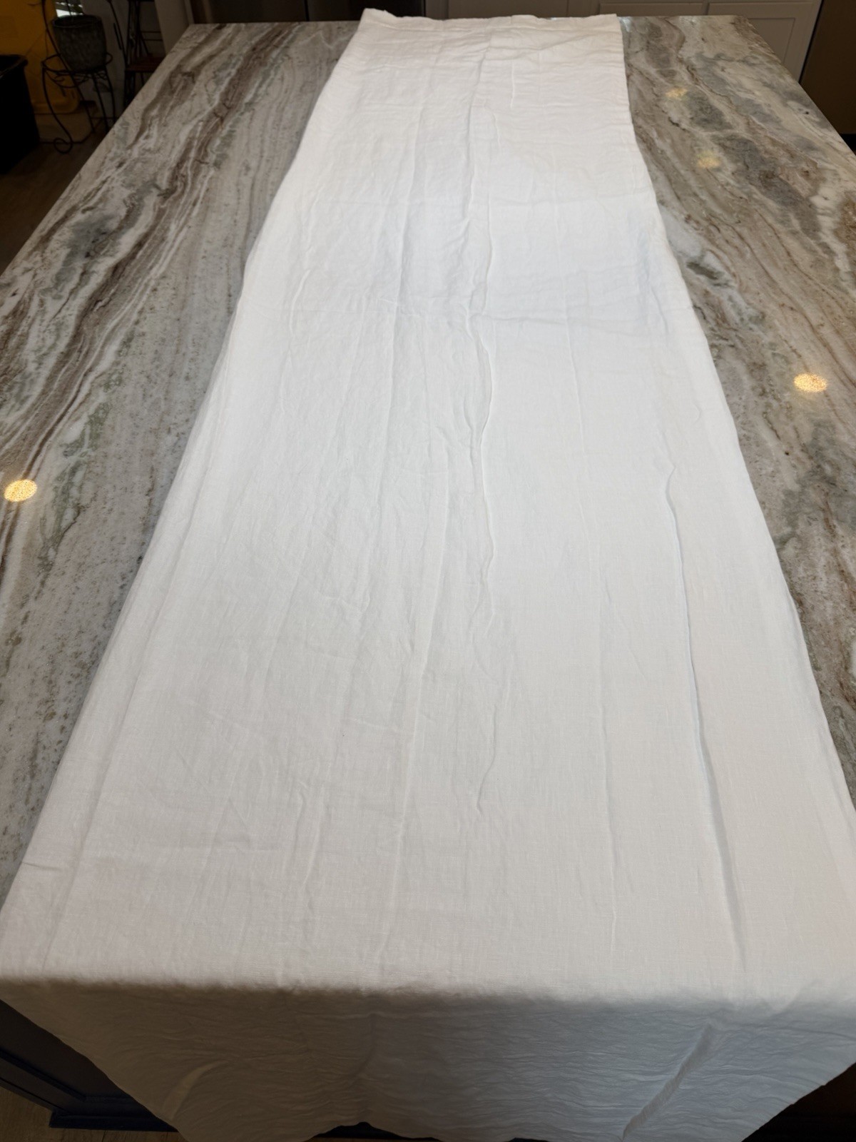 Pottery Barn 100% Belgian Flax Linen Curtain 50x 108 Pole top WHITE READ