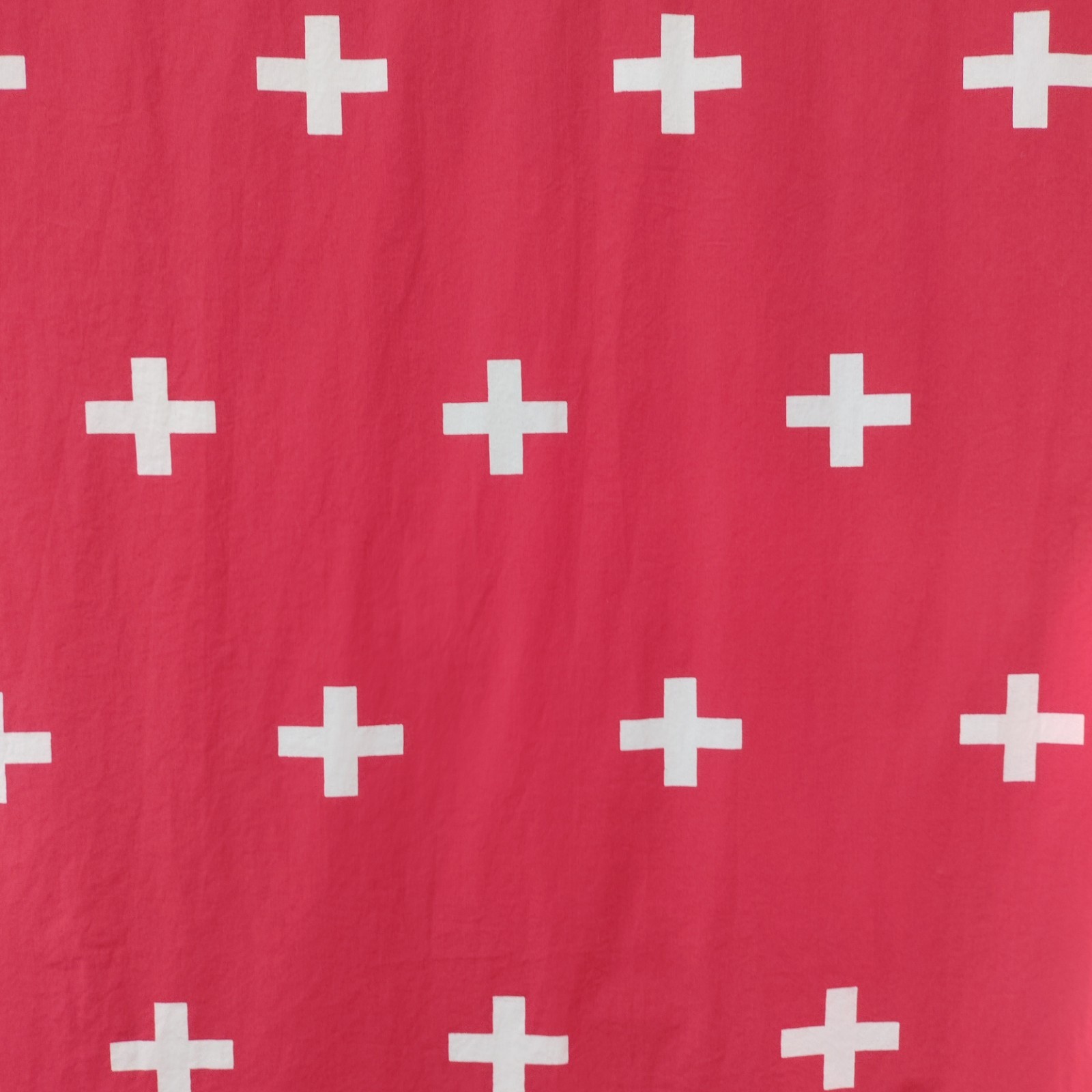 Red & White Cross Curtains 45×96″ Lined Heavyweight Blackout Drapes Dual Header