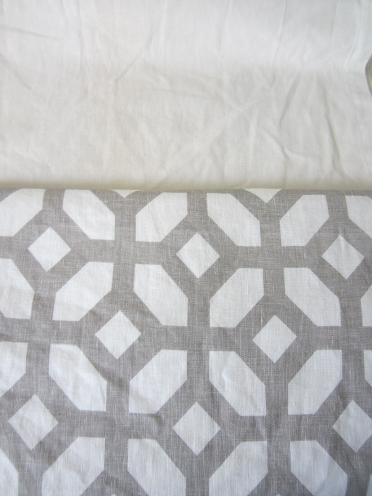 Pottery Barn Gray Geometric Hem Curtain, 1 Panel, 44”x 84” Lined