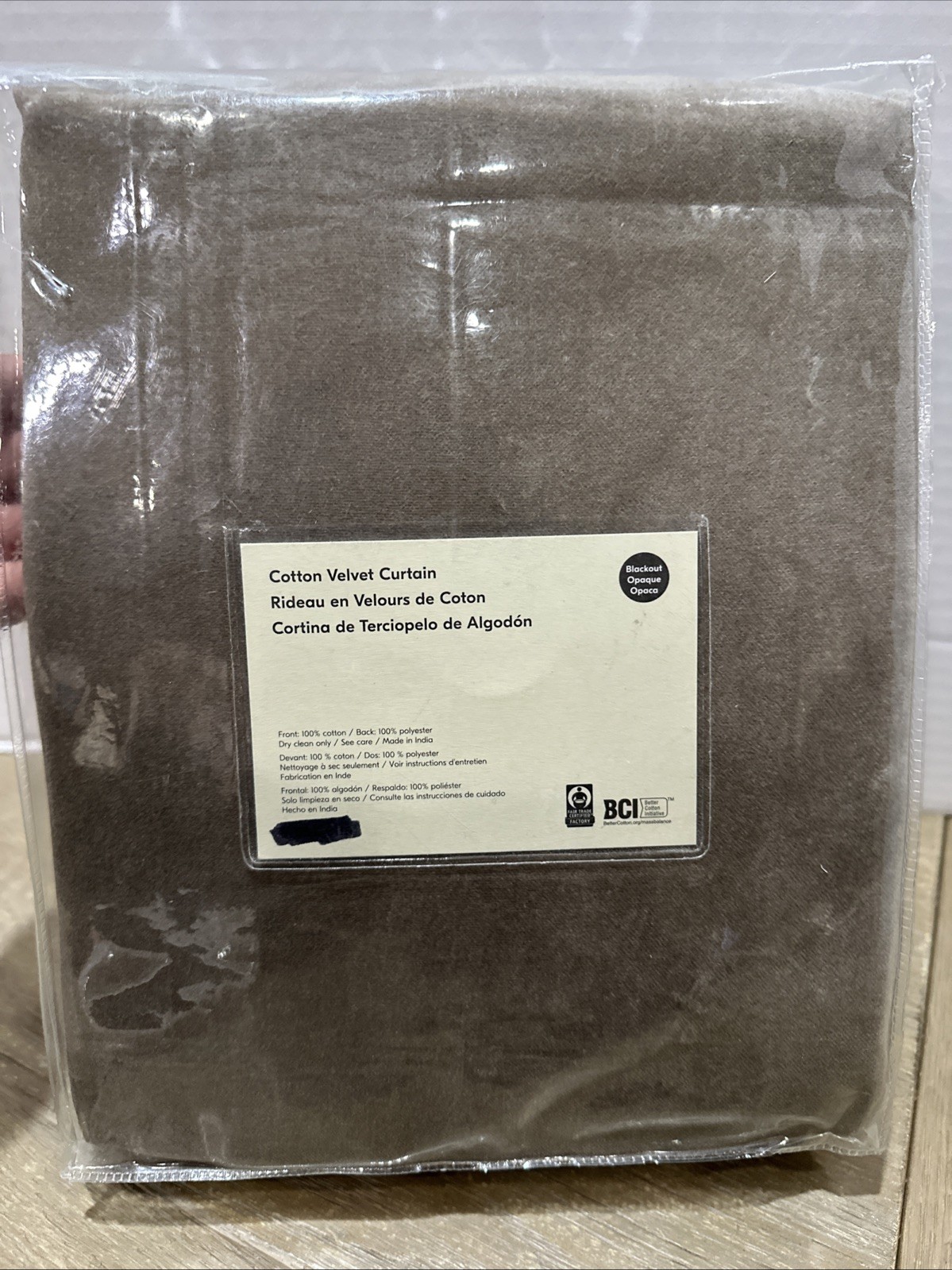 West Elm Cotton Velvet Curtain Drape ONE 48×84″ mocha blackout
