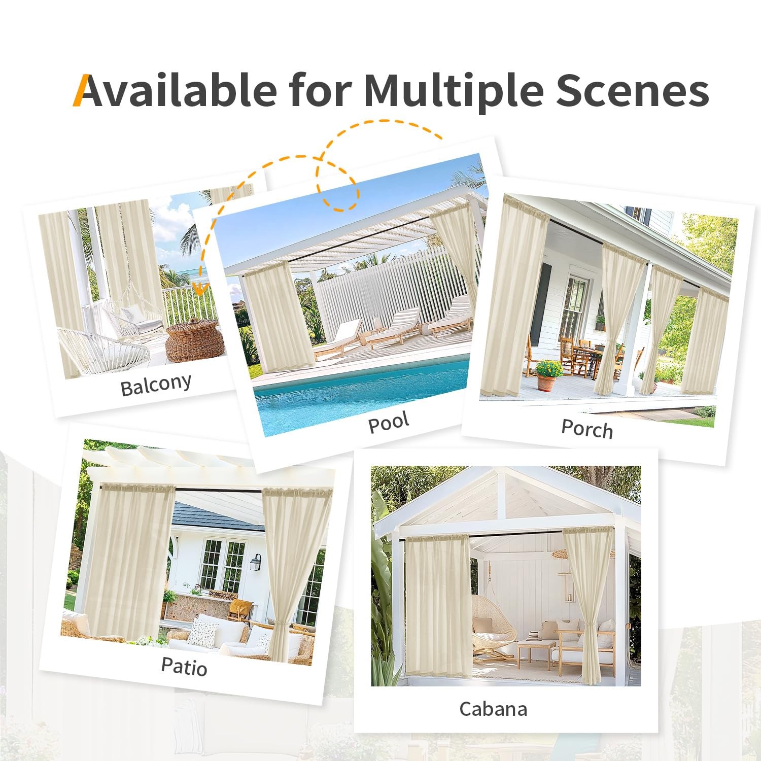 Cream Beige Privacy Outdoor Curtains Waterproof Non-See-Through Semi Sheer 2 …