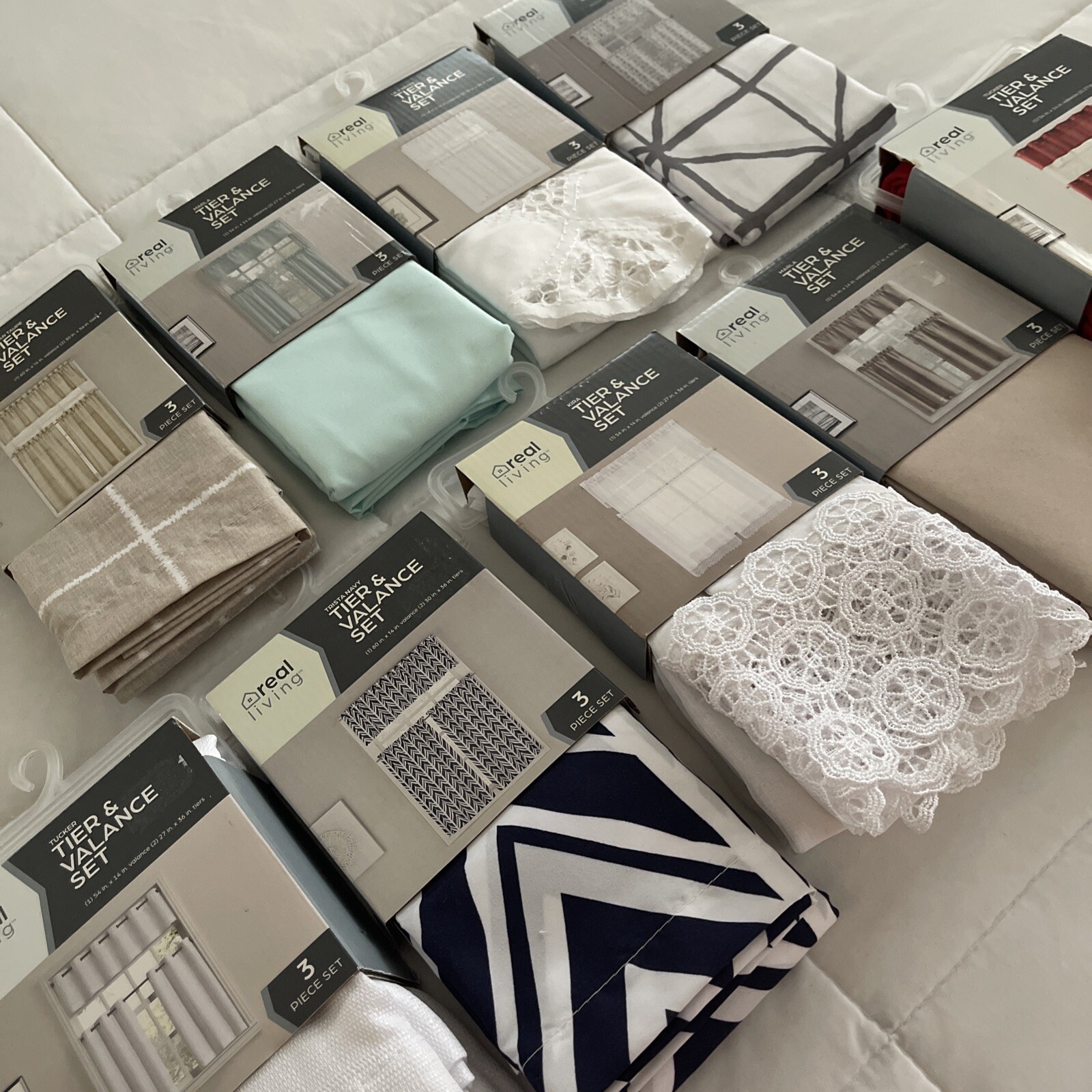 Real Living Tier & Valance Set / Varieties Of Different Colors & Design You Pick