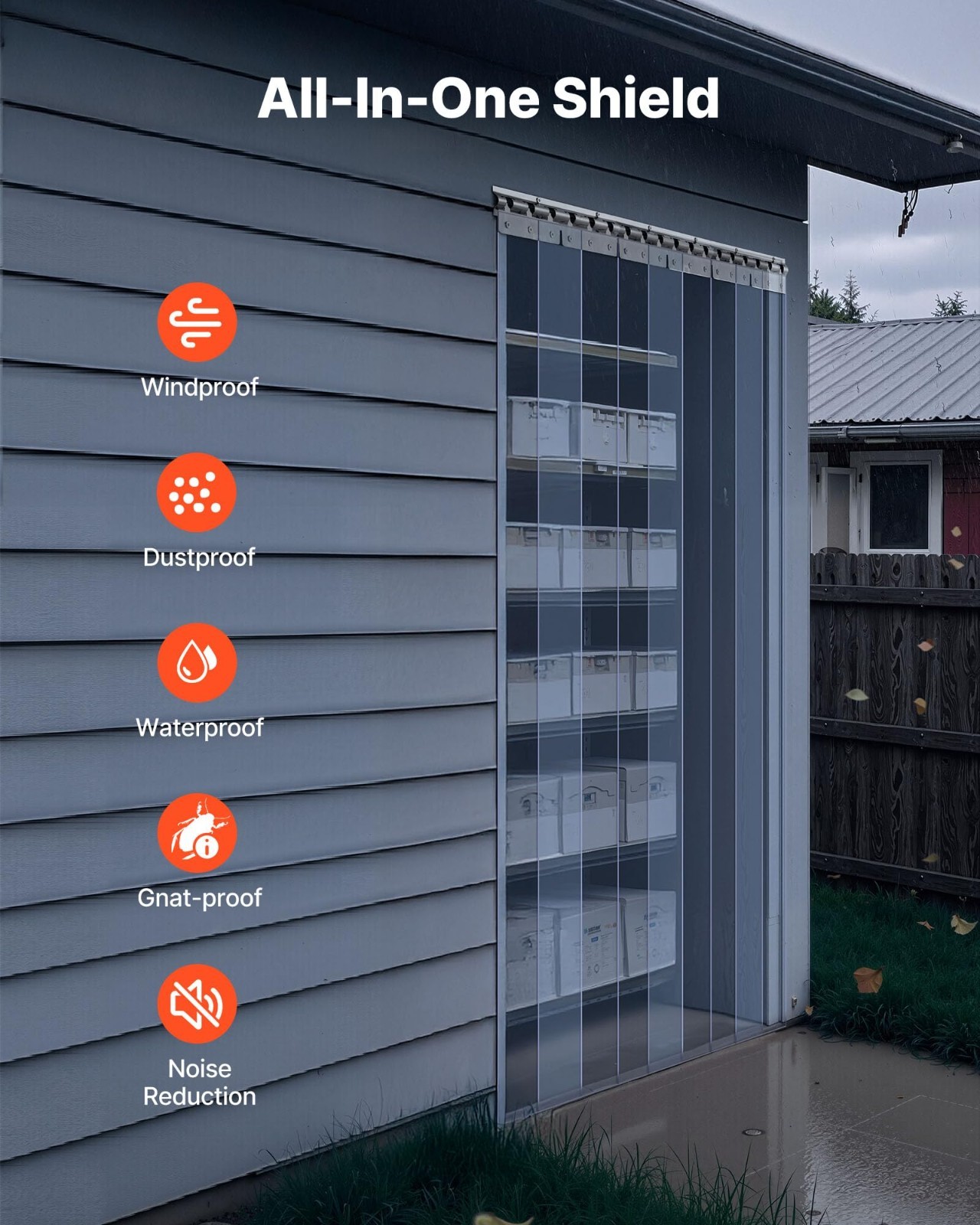 Clear PVC Strip Curtain 80″ x 36″ – 6 PCS Waterproof Door Strips for Freezer, Ga