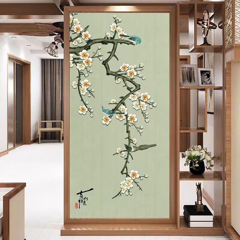 Frosted Stained Privacy Window Films Static Glass Sticker Flower Bird Pattern