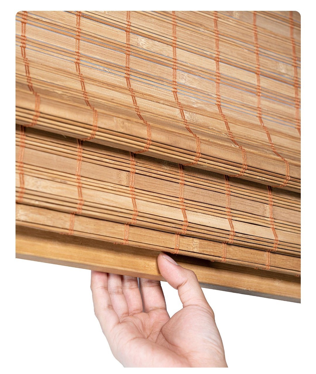 Chicology Cordless Bamboo Roman Shade Light Filtering Brown 27″W x 48″H