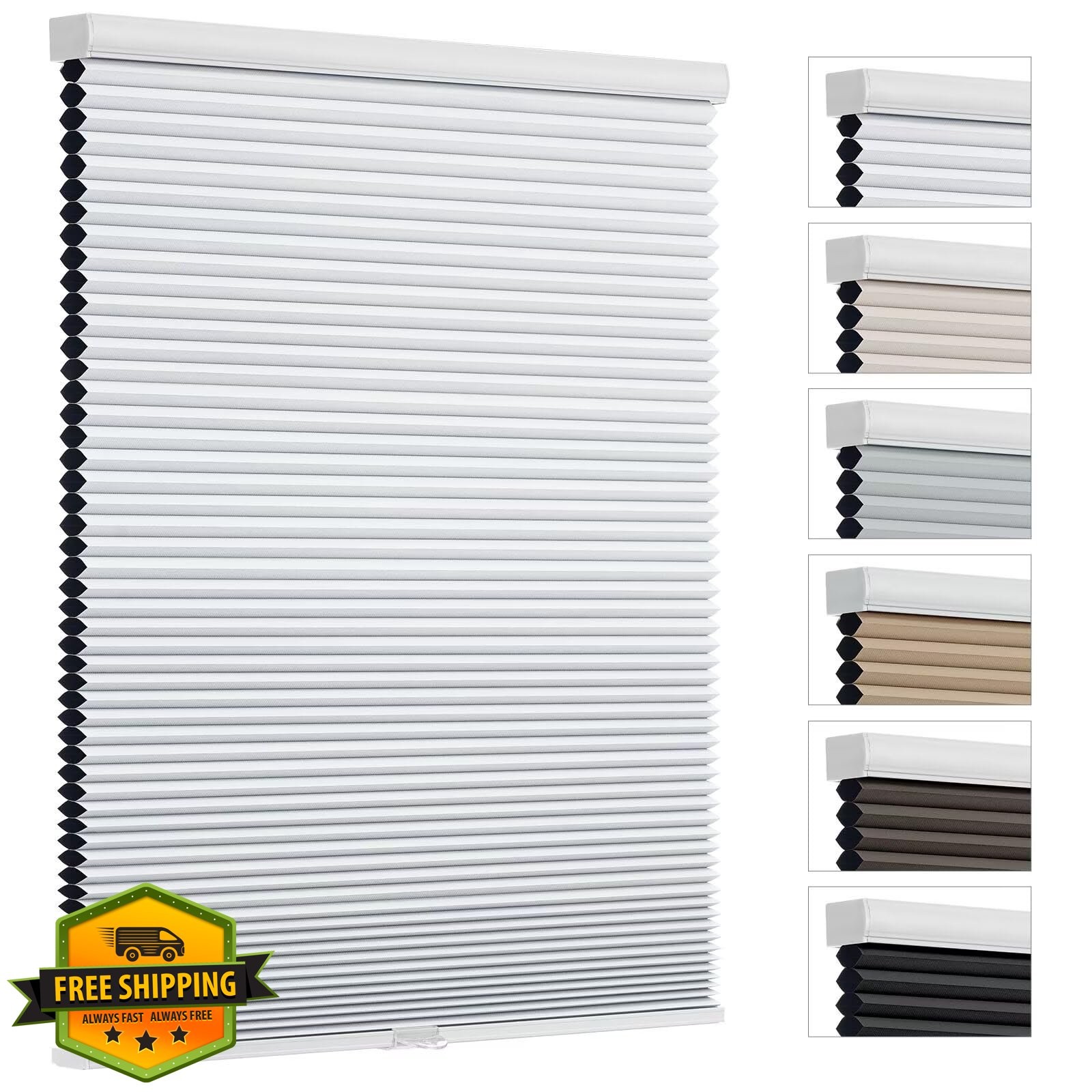 Changshade Blackout Cellular Blinds White 46″W x 72″H Honeycomb Shades