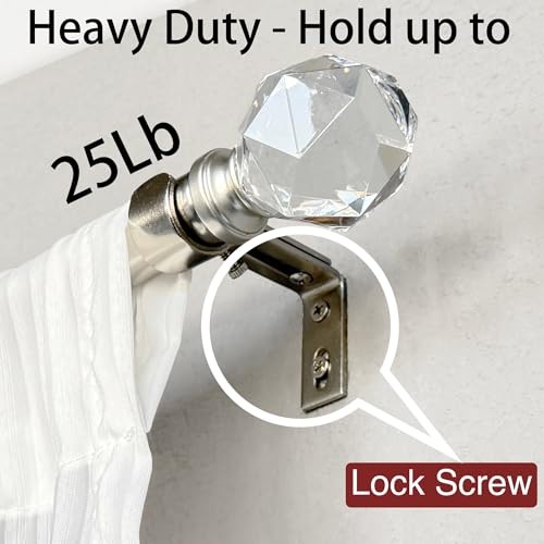 Brushed Silver Curtain Rods for Windows 24 to 68 Inch, Adjustable 36-72 Inch